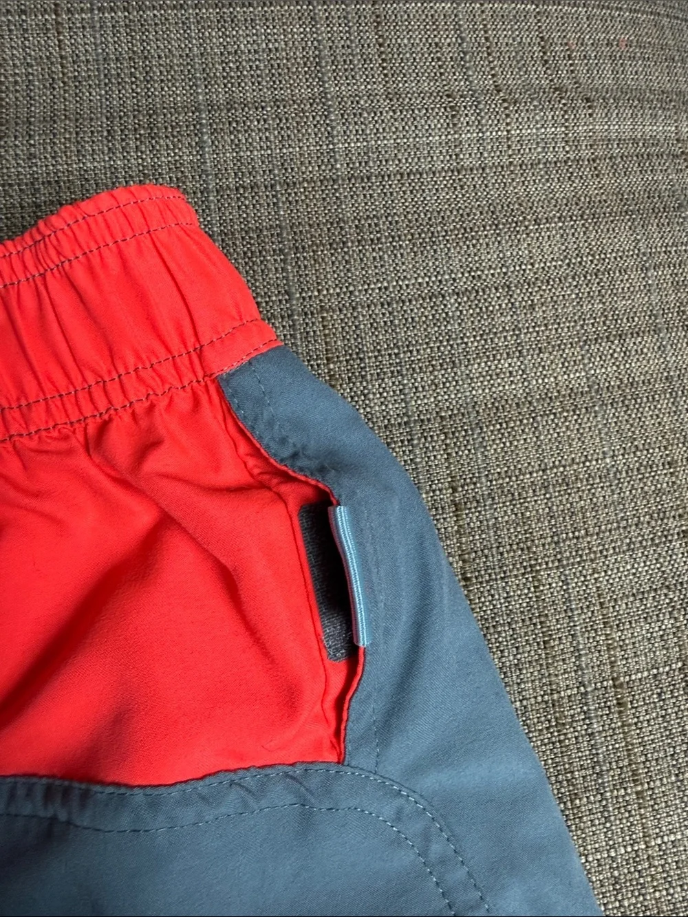 NWT Nike Men's Gray & Neon Red Swim Trunks size M Medium